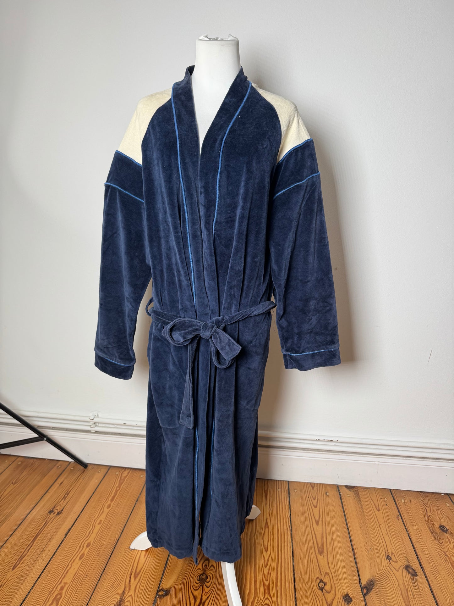 Vintage Dior Men’s Bathrobe Navy White L