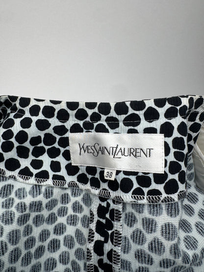 Vintage Yves Saint Laurent Canvas Leopard Dress Blue Black 38/M