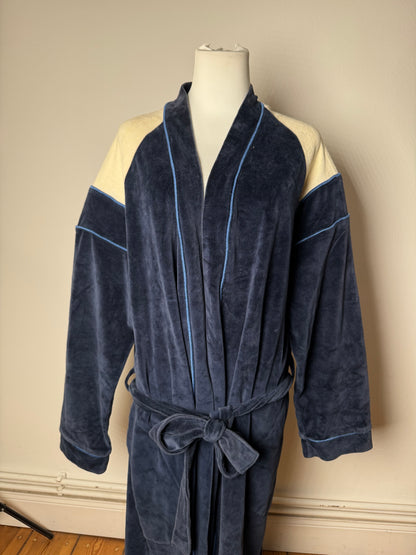 Vintage Dior Men’s Bathrobe Navy White L