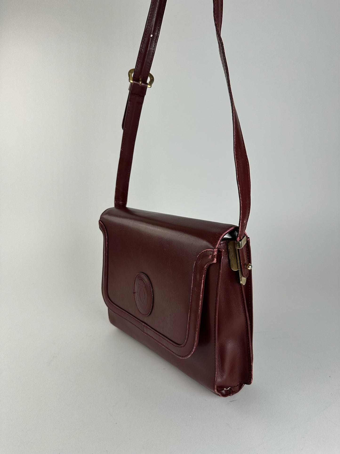Vintage Cartier leather bag burgundy