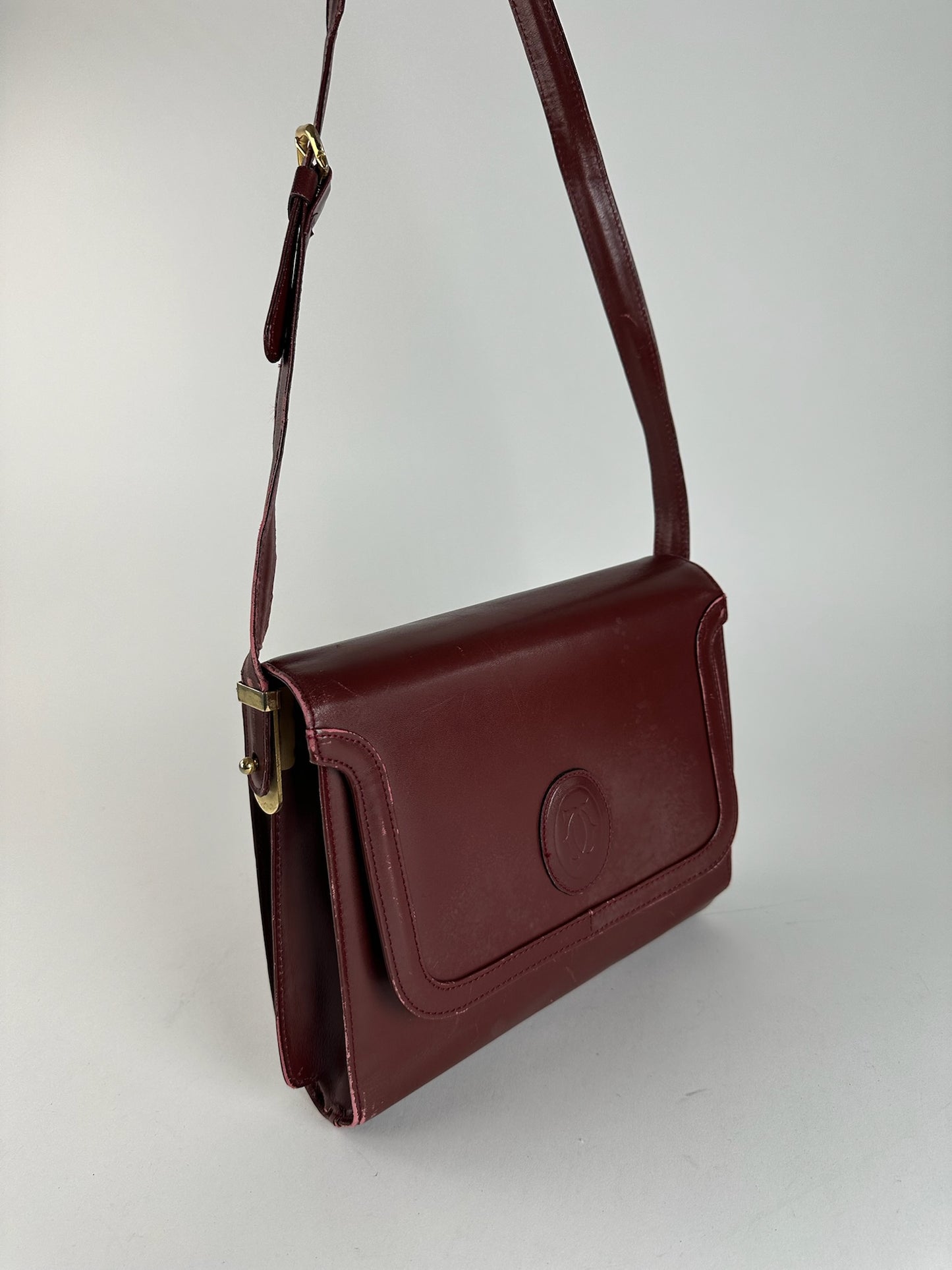 Vintage Cartier leather bag burgundy