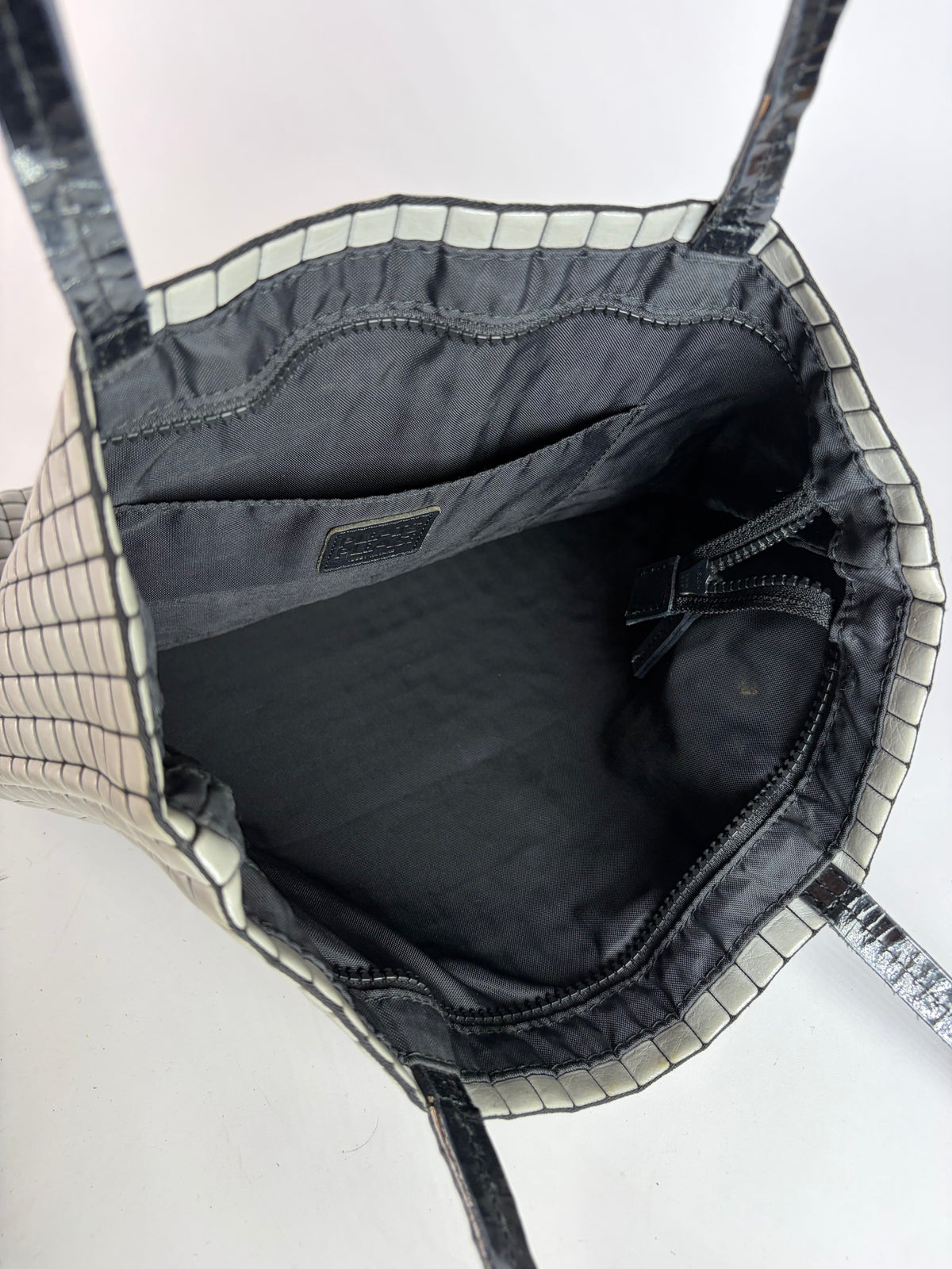 Vintage Issey Miyake Structured Rubberized Tote Light Grey Black