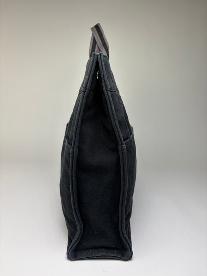 Vintage Hermes Cotton Canvas Tote Black Silver
