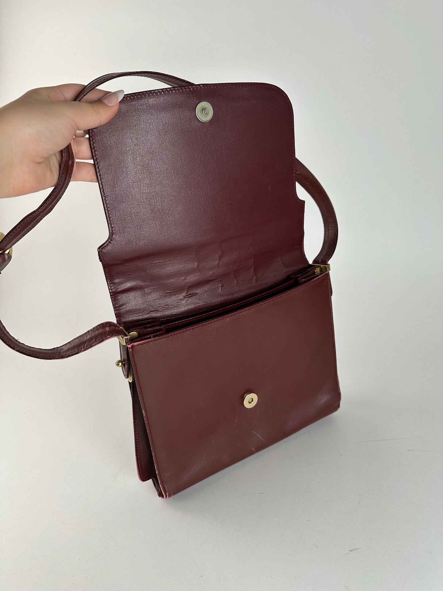 Vintage Cartier leather bag burgundy