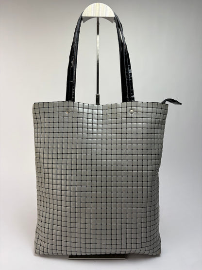 Vintage Issey Miyake Structured Rubberized Tote Light Grey Black