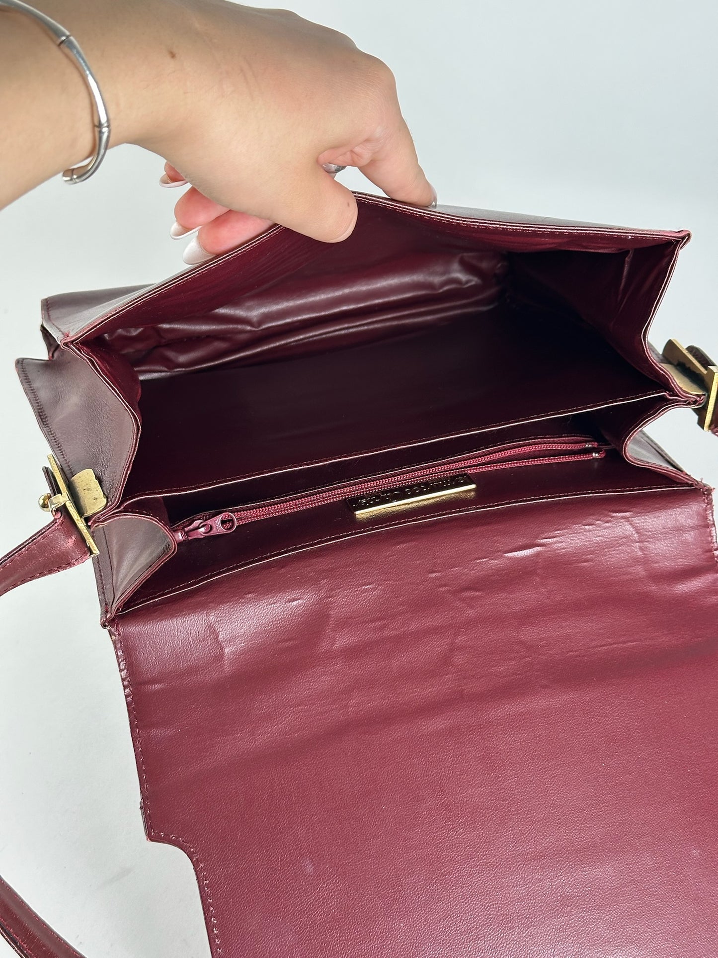 Vintage Cartier leather bag burgundy