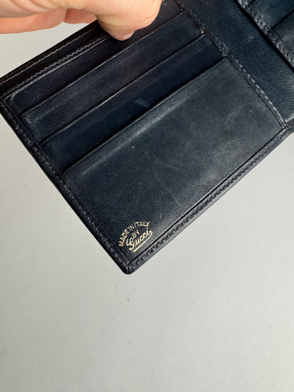 Vintage Gucci Monogram Flapable Ophidia Wallet Grey Navy