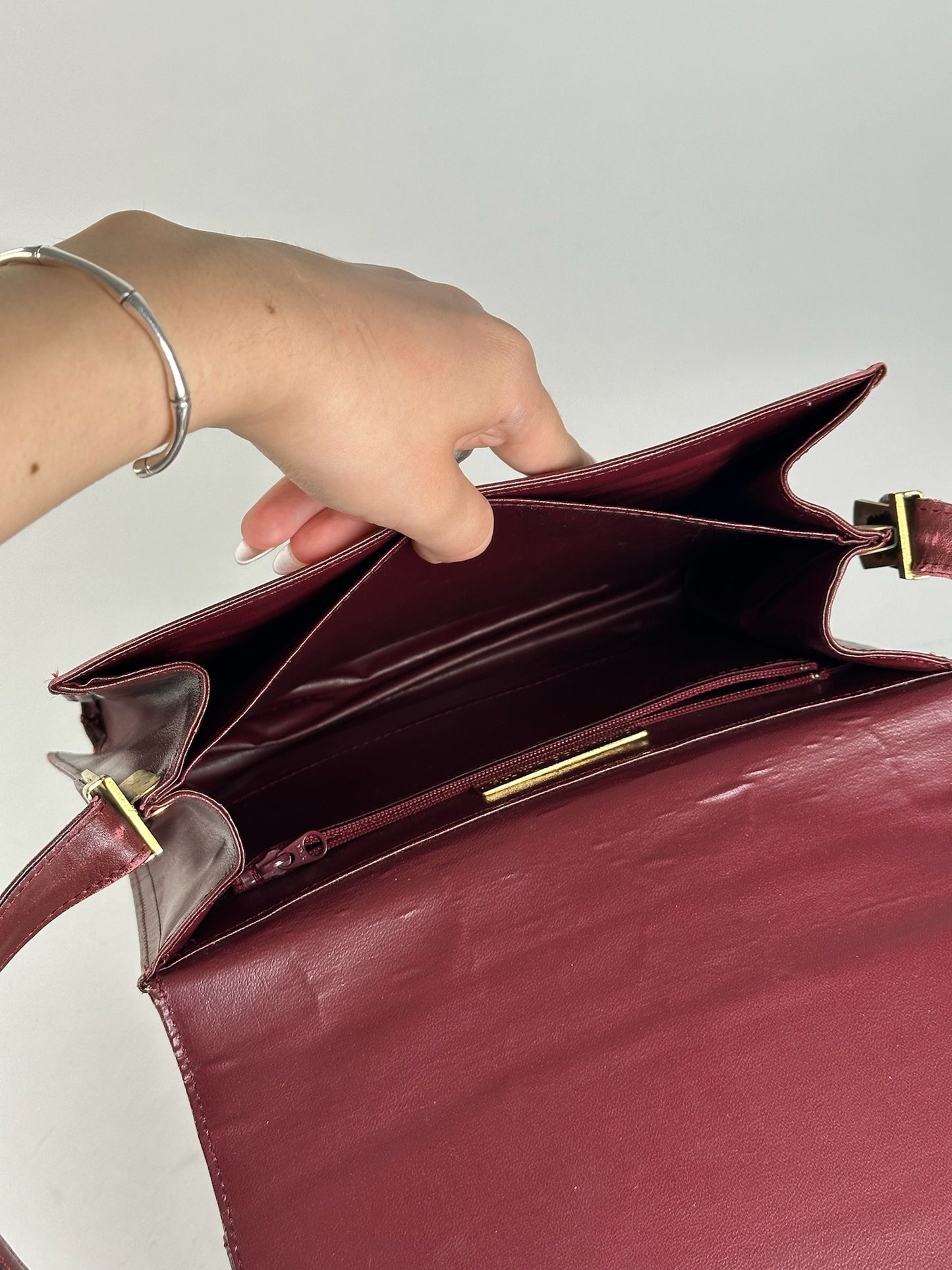 Vintage Cartier leather bag burgundy