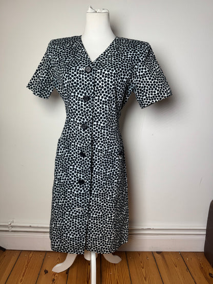 Vintage Yves Saint Laurent Canvas Leopard Dress Blue Black 38/M