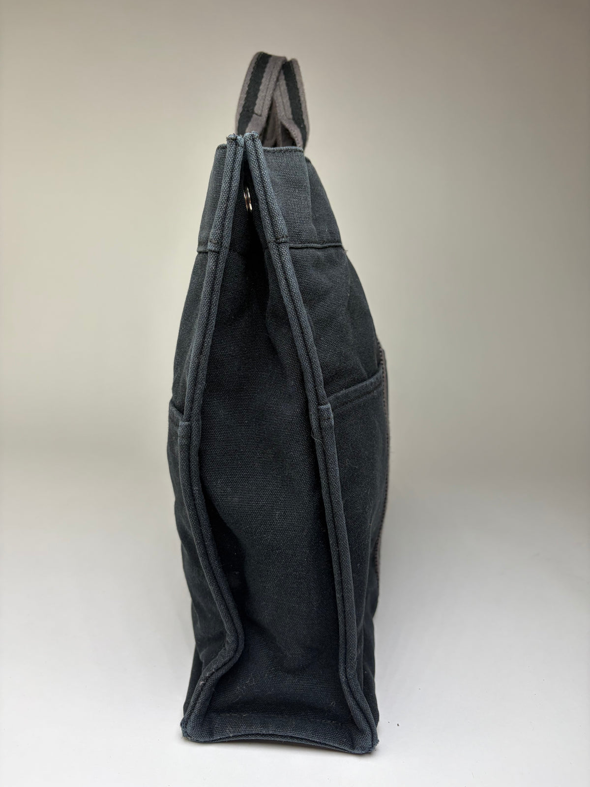 Vintage Hermes Cotton Canvas Tote Black Silver