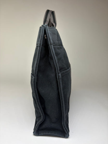 Vintage Hermes Cotton Canvas Tote Black Silver