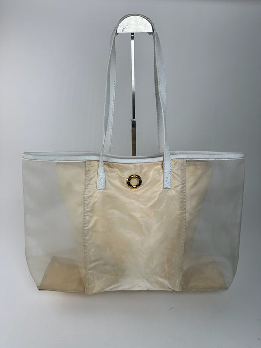 Sac cabas transparent vintage Céline Paris blanc
