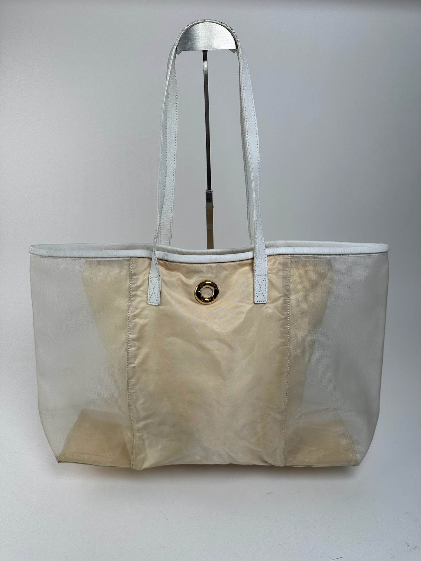 Vintage Celine Paris transparent shopper bag white