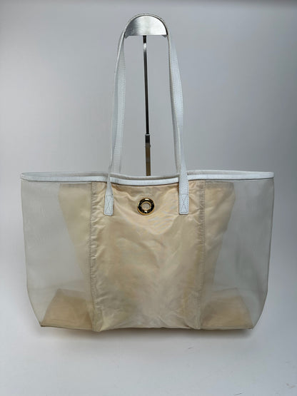 Vintage Celine Paris transparent shopper bag white