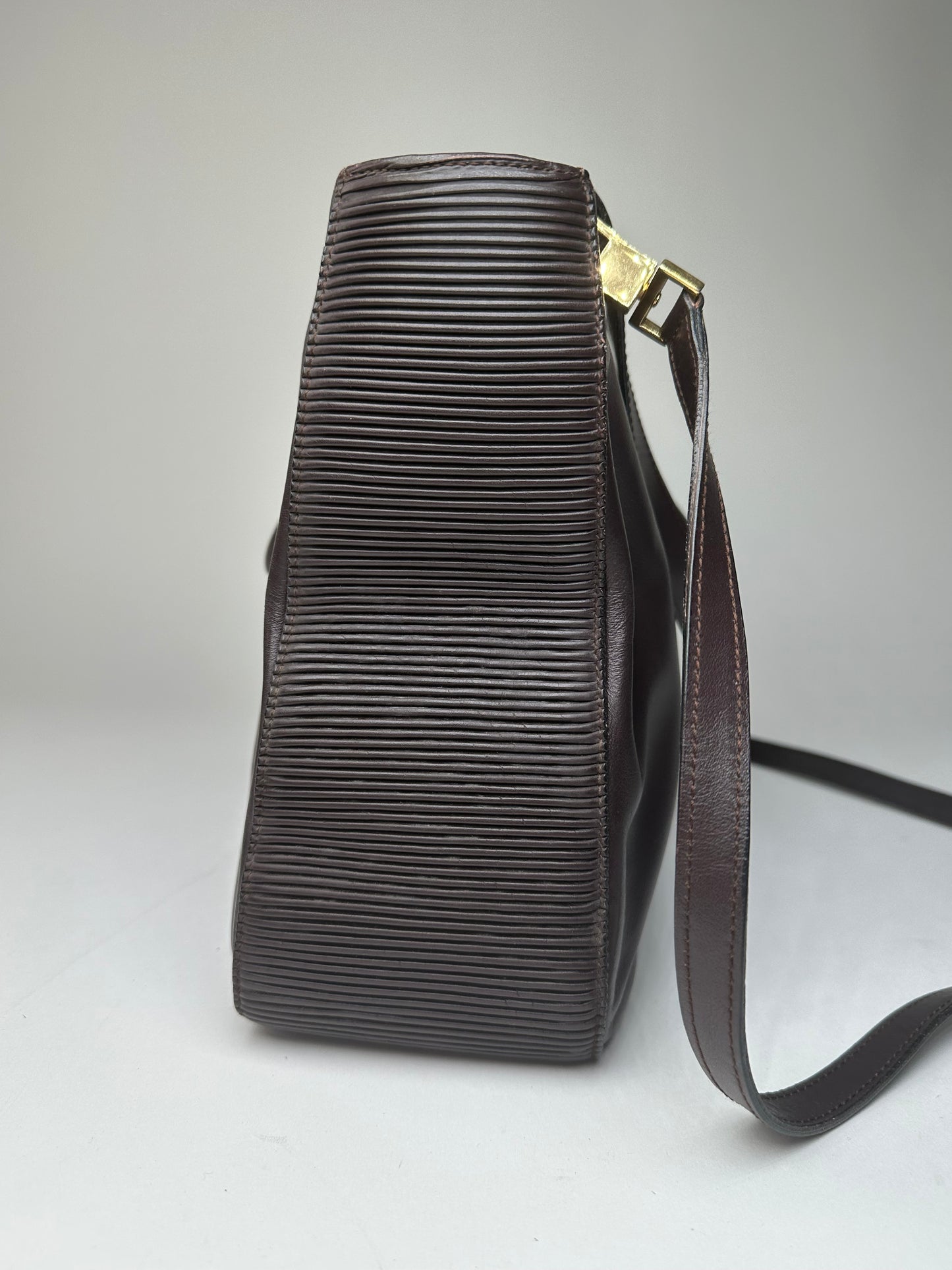 Vintage Celine Smooth Leather Tote Y2K Dark Brown Gold