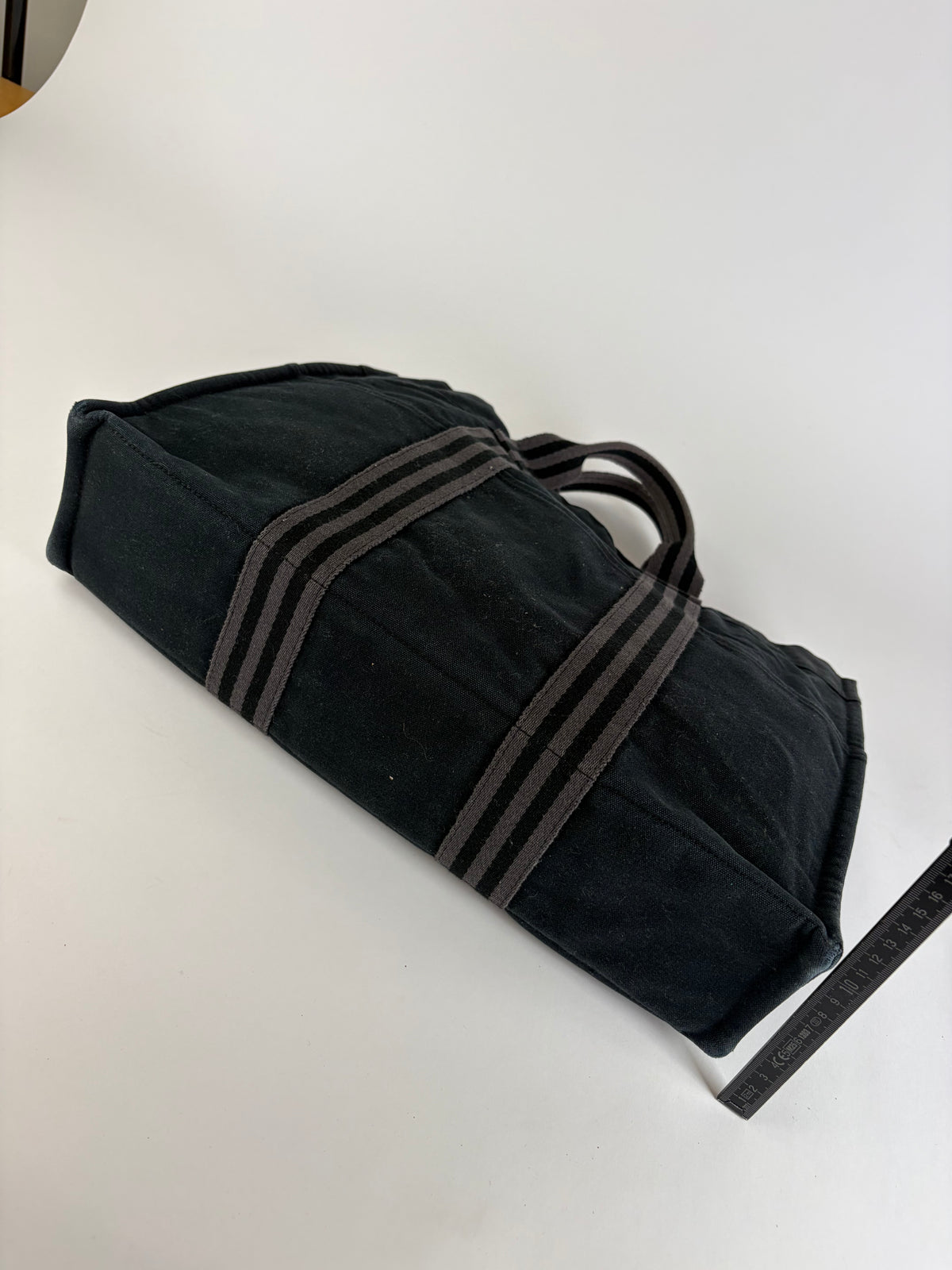 Vintage Hermes Cotton Canvas Tote Black Silver