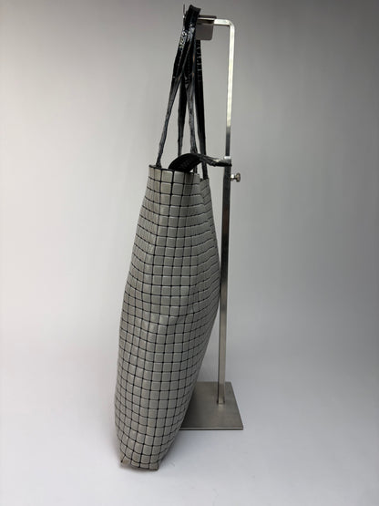 Vintage Issey Miyake Structured Rubberized Tote Light Grey Black