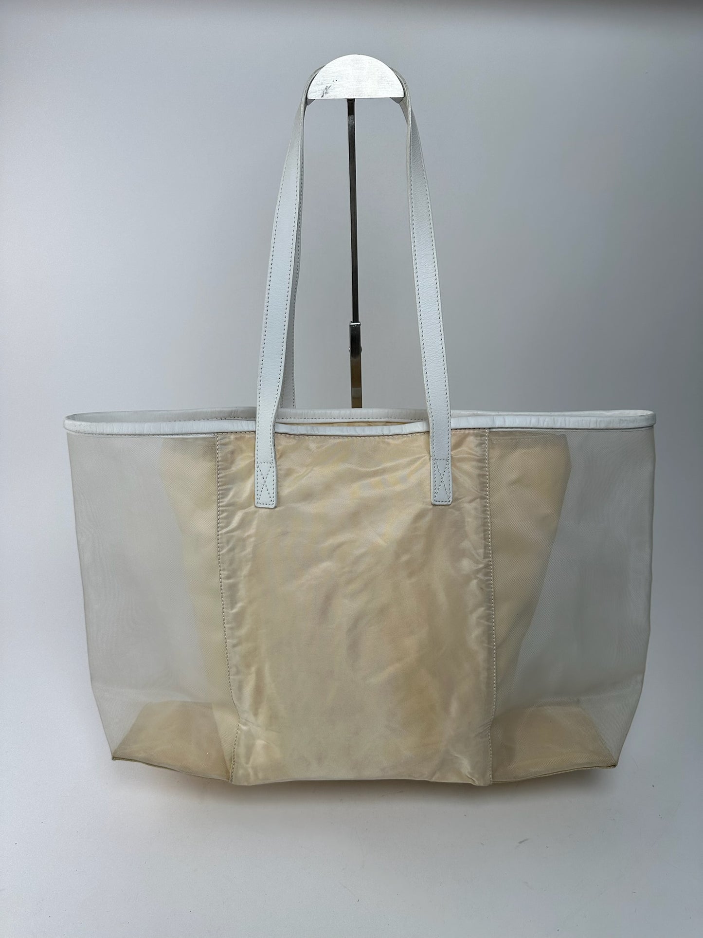 Vintage Celine Paris transparent shopper bag white