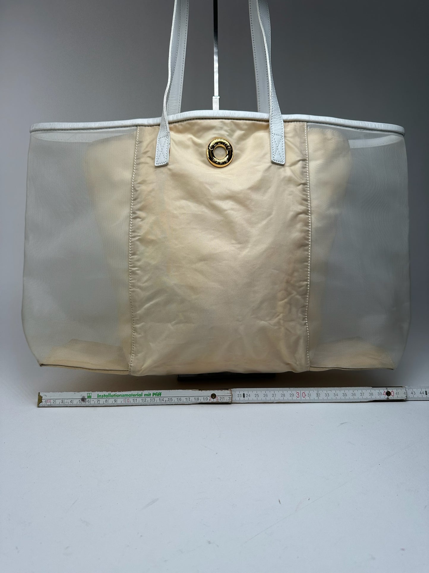 Vintage Celine Paris transparent shopper bag white