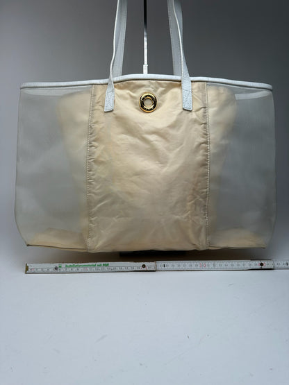 Vintage Celine Paris transparent shopper bag white