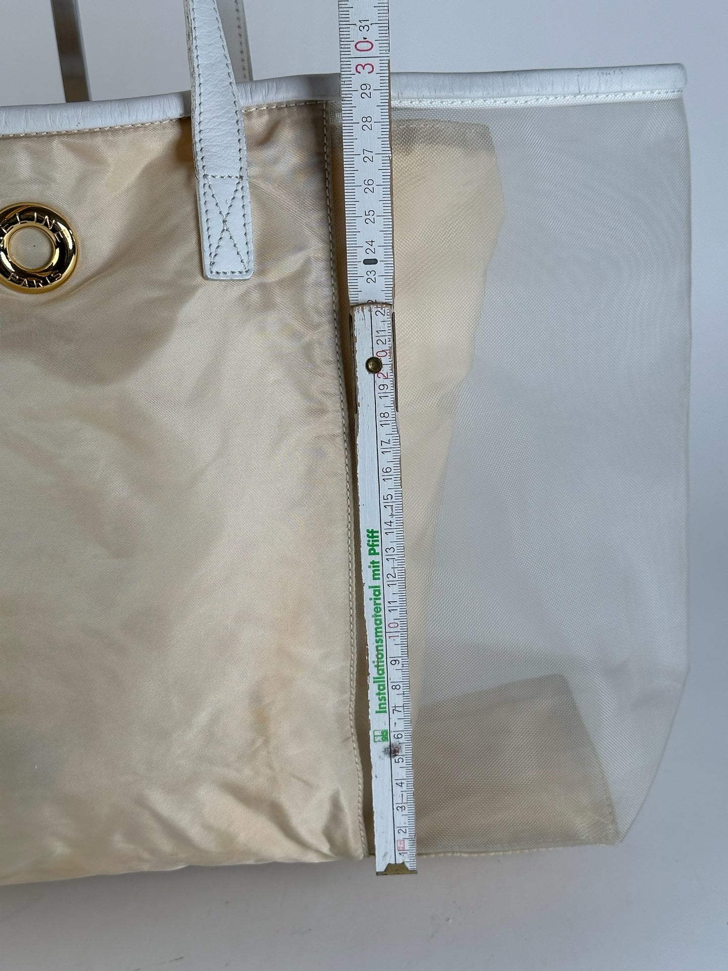 Vintage Celine Paris transparent shopper bag white