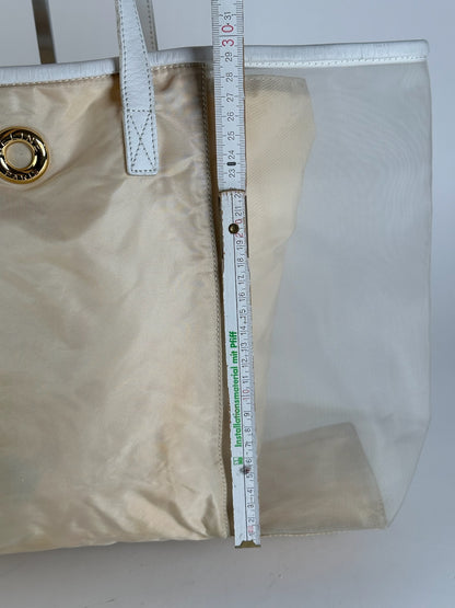 Vintage Celine Paris transparent shopper bag white