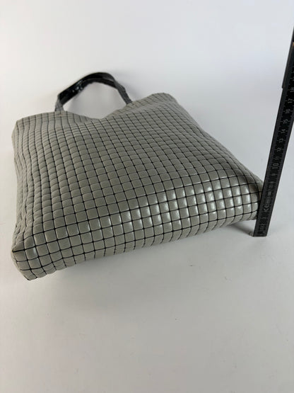 Vintage Issey Miyake Structured Rubberized Tote Light Grey Black