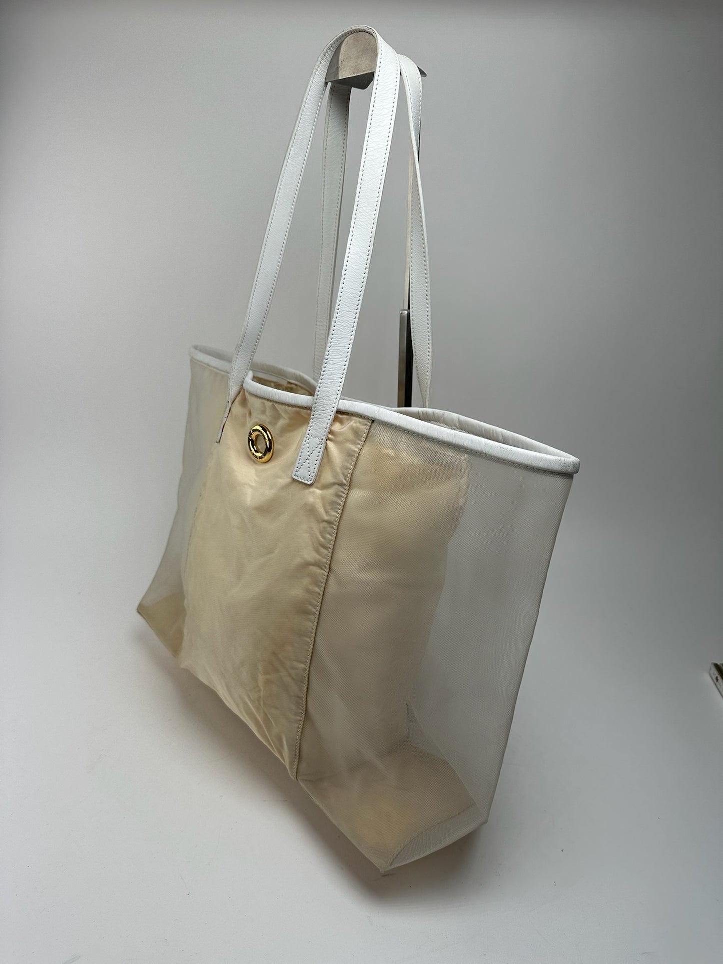 Vintage Celine Paris transparent shopper bag white