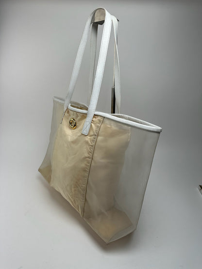 Vintage Celine Paris transparent shopper bag white