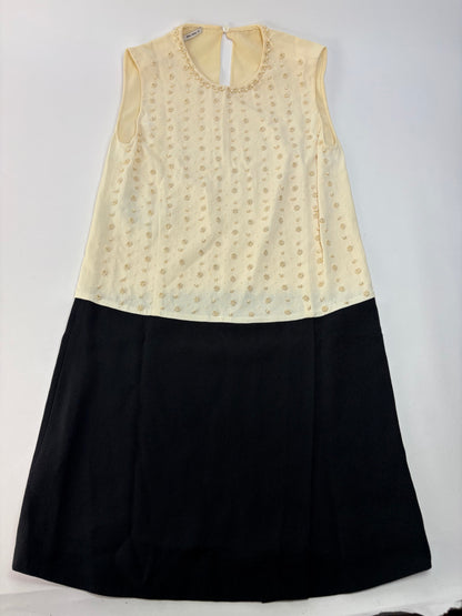 Vintage Miu Miu Beaded Structured Dress Cream Black S