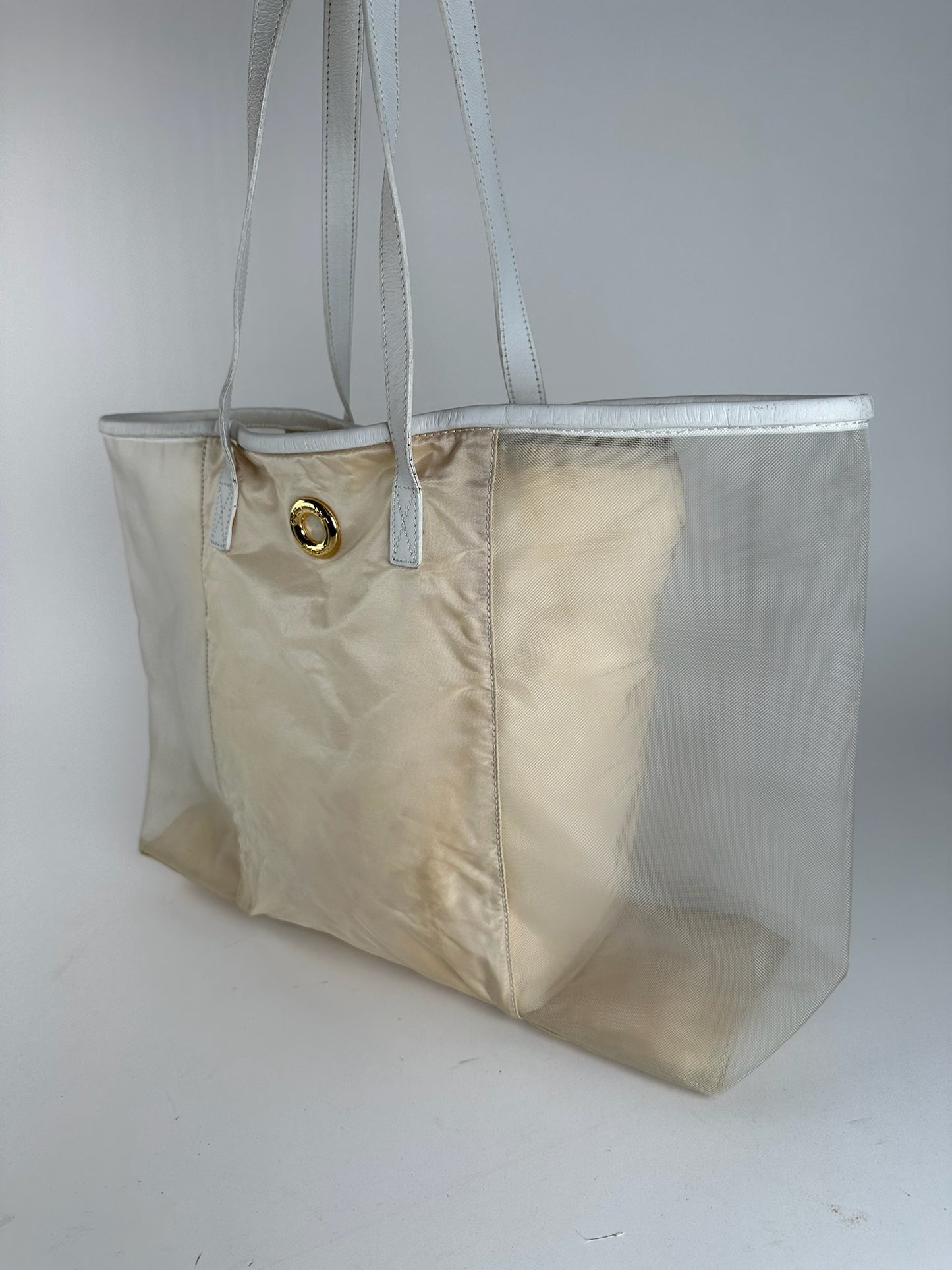 Vintage Celine Paris transparent shopper bag white
