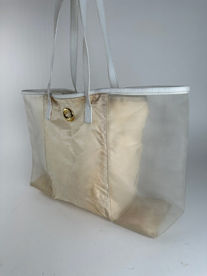 Vintage Celine Paris transparent shopper bag white