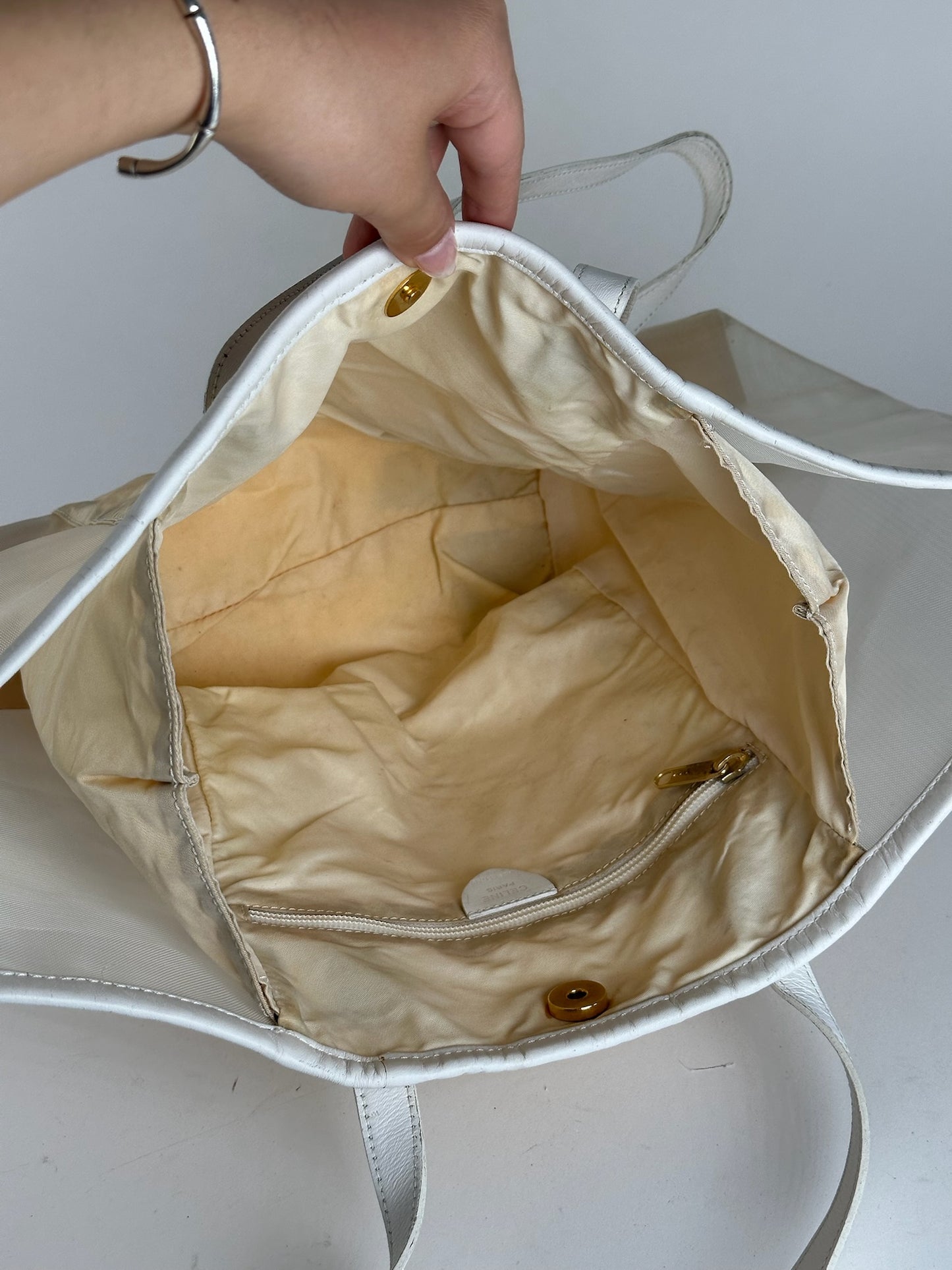 Vintage Celine Paris transparent shopper bag white