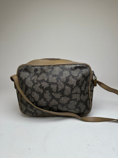Vintage Yves Saint Laurent Leather Shoulder Bag Black Grey Brown