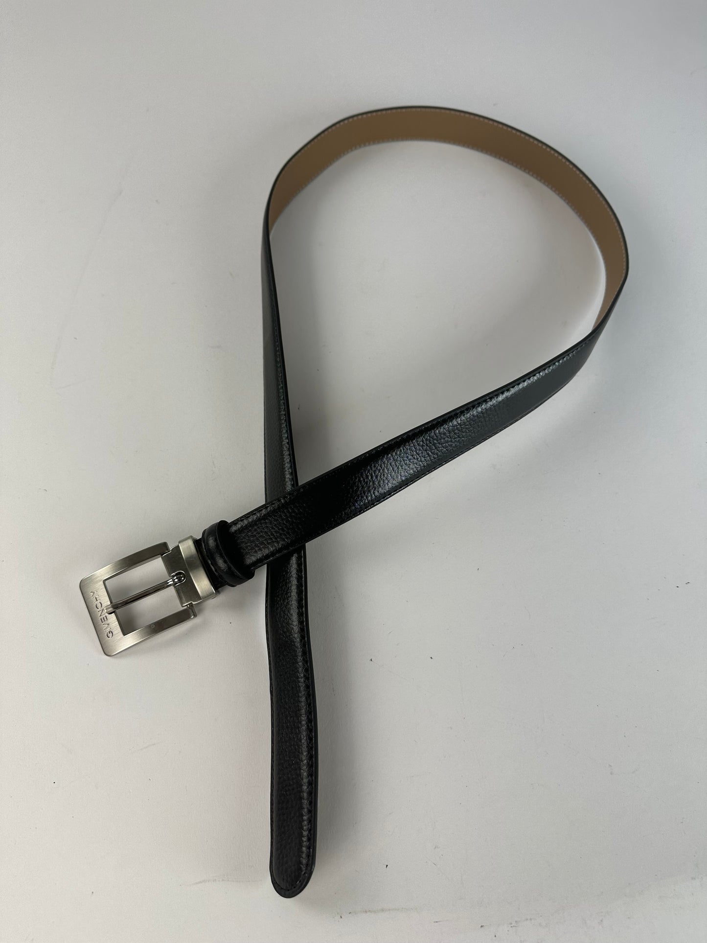Vintage Givenchy Leather Belt Y2K Black Beige Silver Buckle