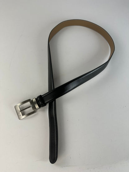 Vintage Givenchy Leather Belt Y2K Black Beige Silver Buckle