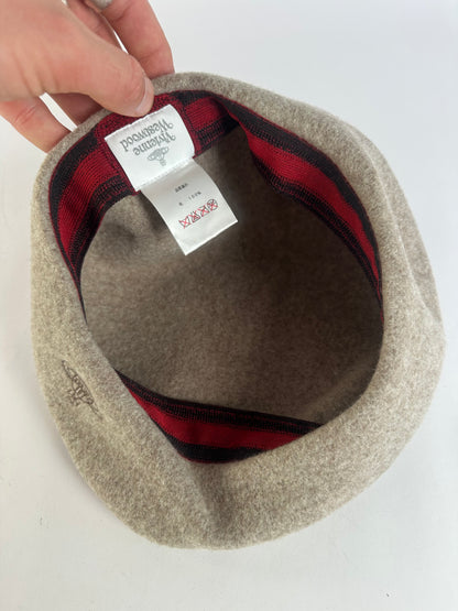 Vintage Vivienne Westwood Wool Beret c. Late 2000s Beige Red