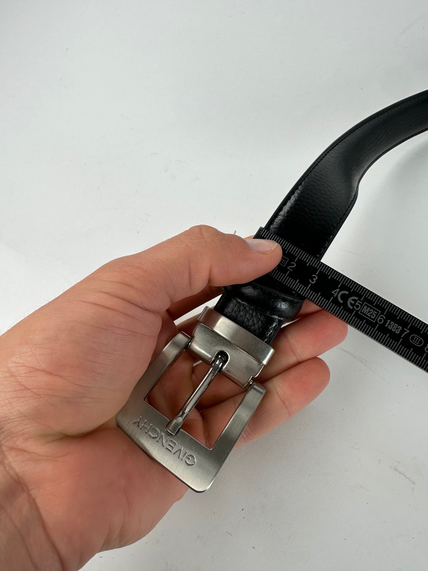 Vintage Givenchy Leather Belt Y2K Black Beige Silver Buckle