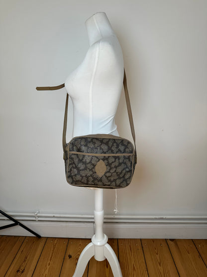 Vintage Yves Saint Laurent Leather Shoulder Bag Black Grey Brown