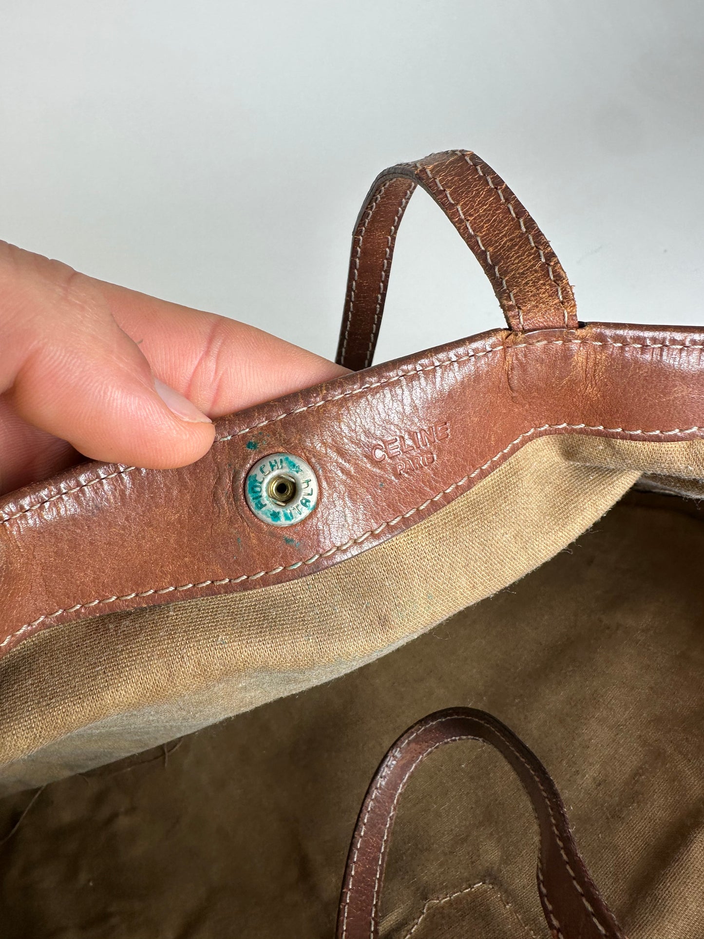 Vintage Celine Smooth Leather Tote Y2K Chocolate Brown