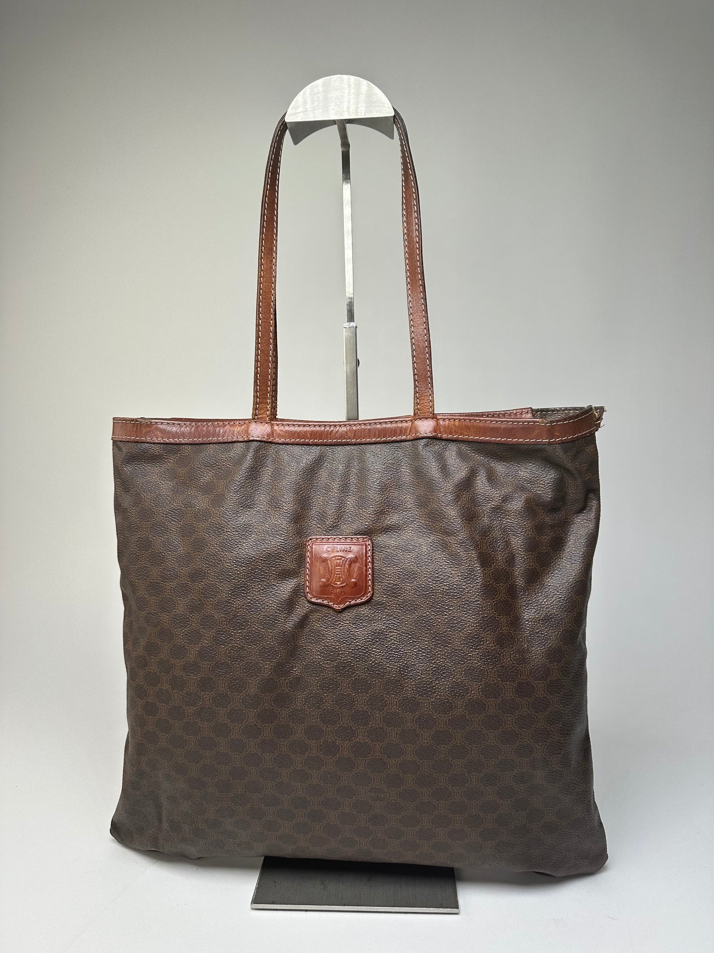 Vintage Celine Smooth Leather Tote Y2K Chocolate Brown