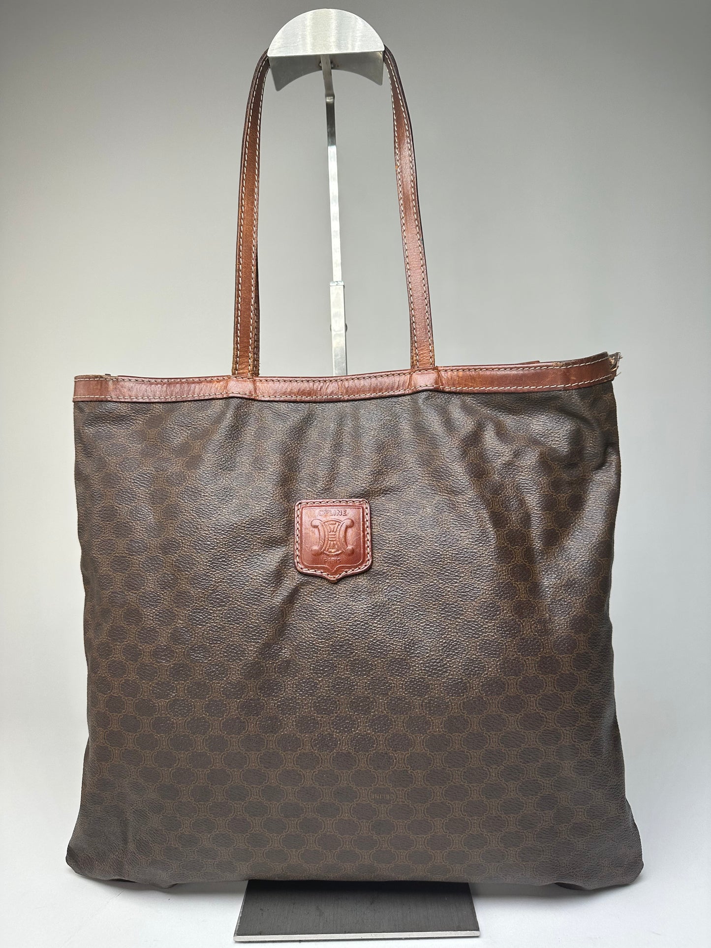 Vintage Celine Smooth Leather Tote Y2K Chocolate Brown