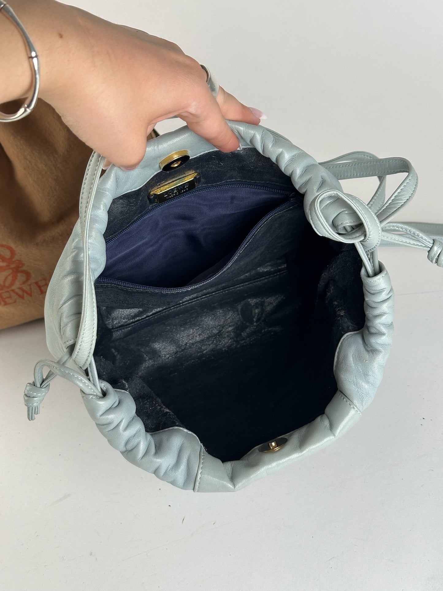 Vintage Loewe Madrid leather bag turquoise