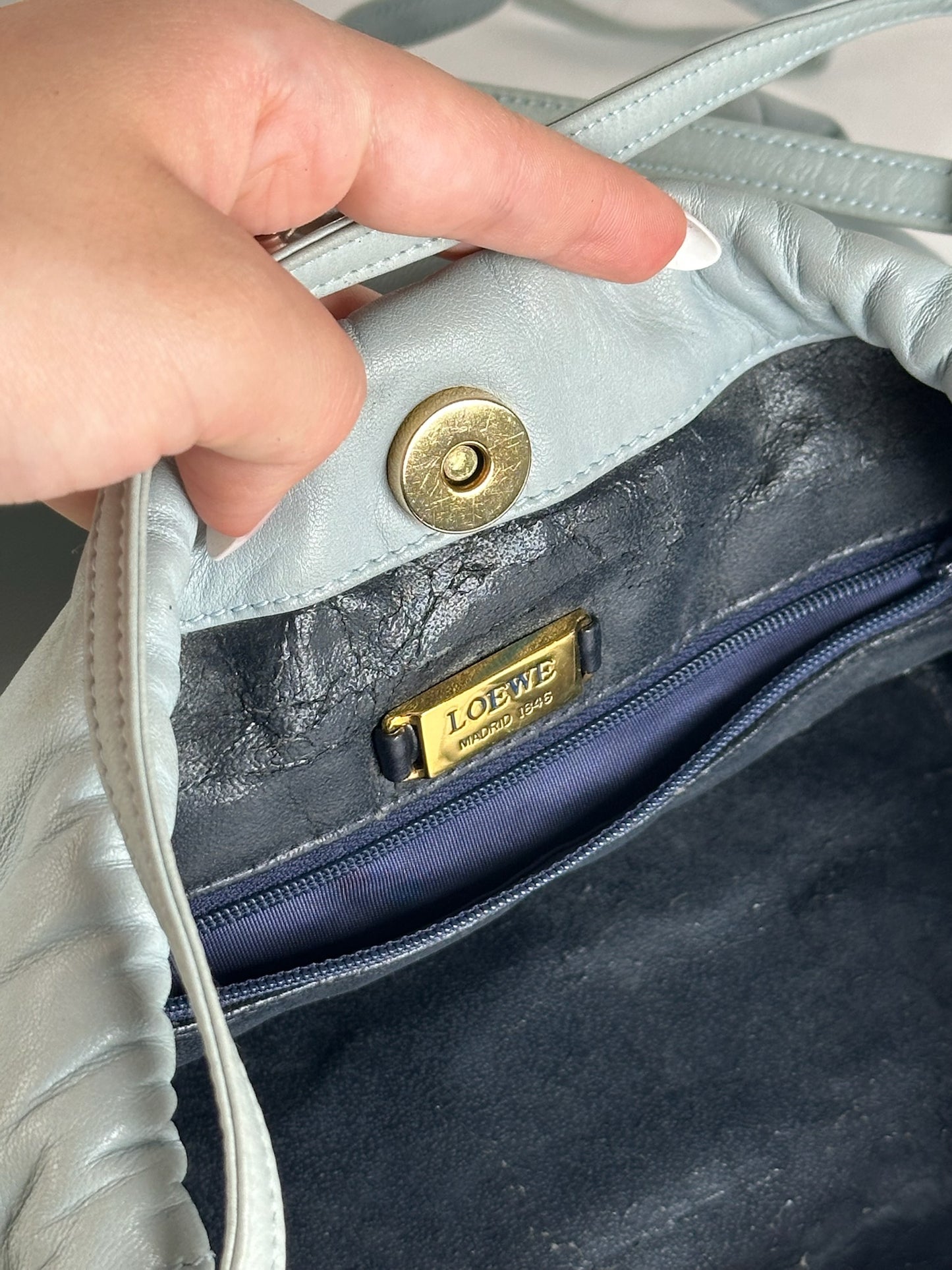 Vintage Loewe Madrid leather bag turquoise