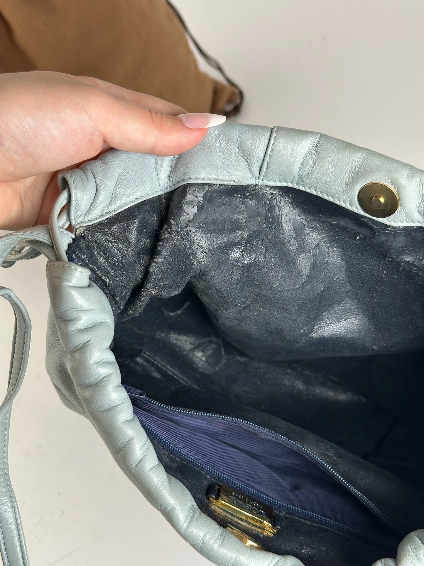 Vintage Loewe Madrid leather bag turquoise