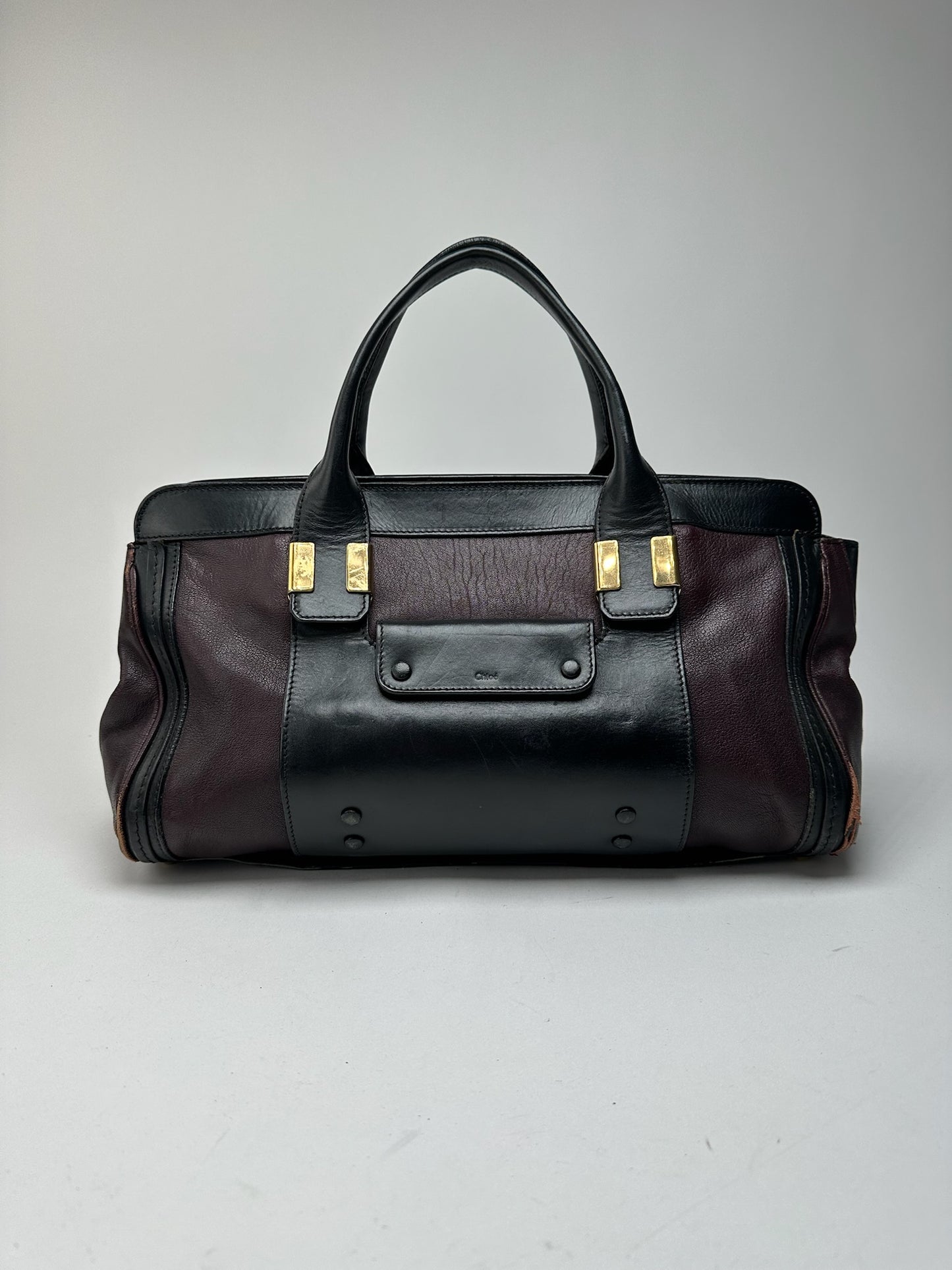 Sac vintage en cuir Chloé noir rouge