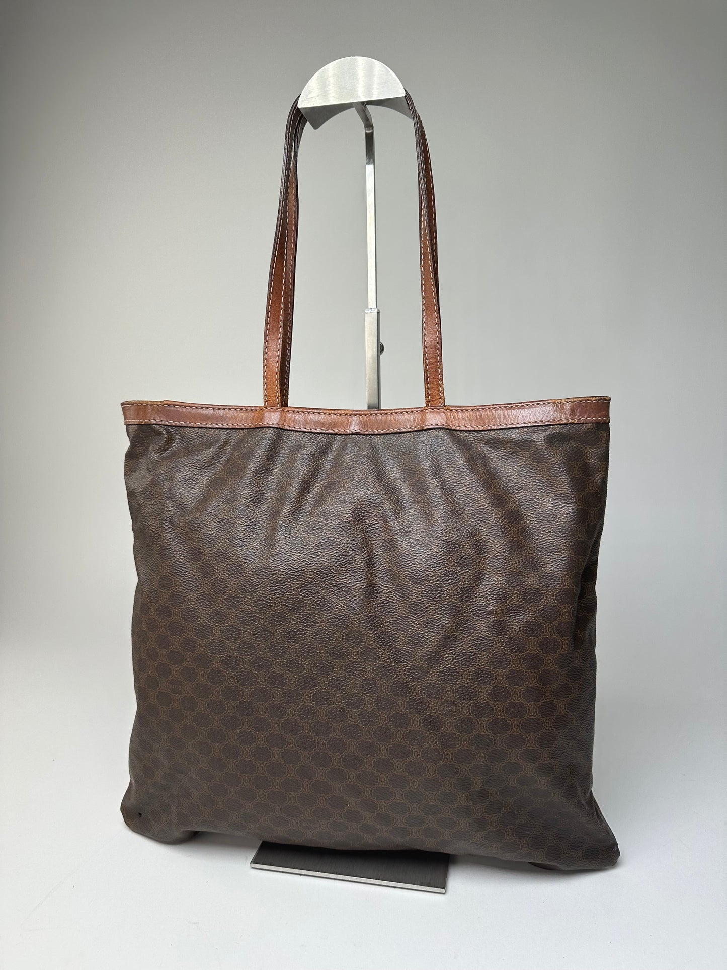Vintage Celine Smooth Leather Tote Y2K Chocolate Brown