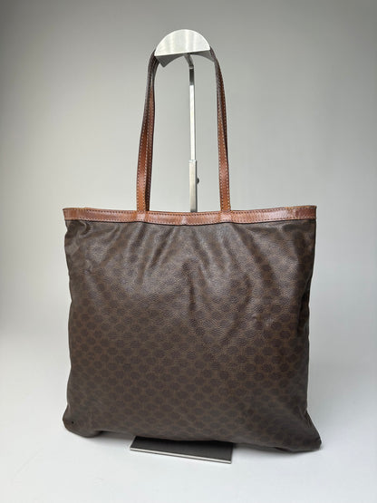 Vintage Celine Smooth Leather Tote Y2K Chocolate Brown