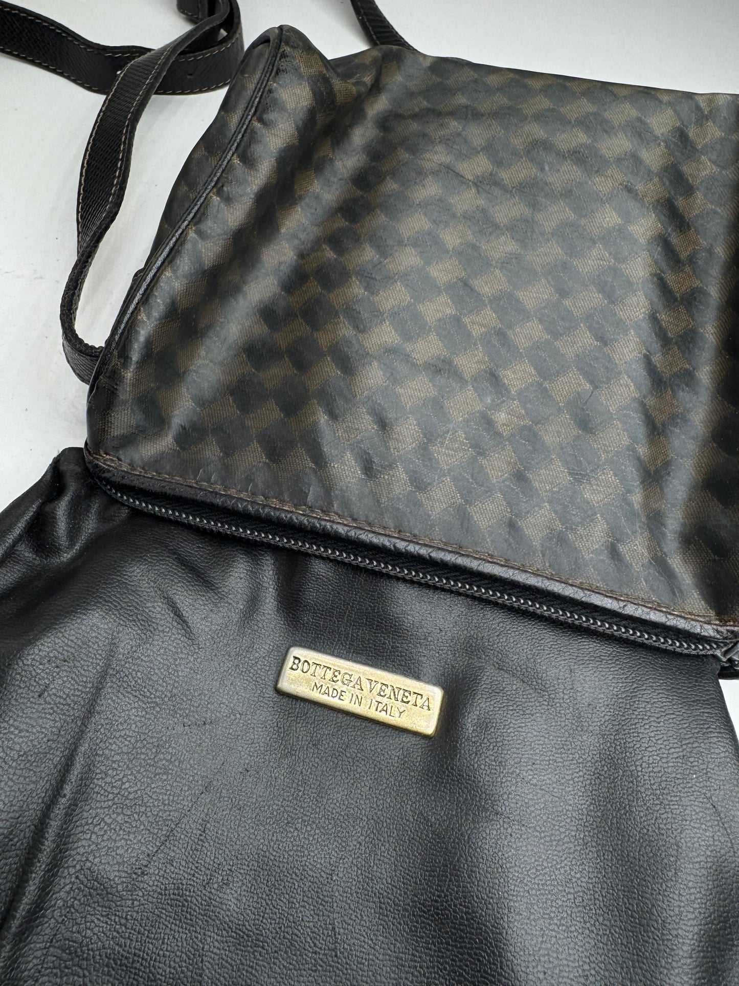 Sac vintage en cuir Bottega Veneta marron noir