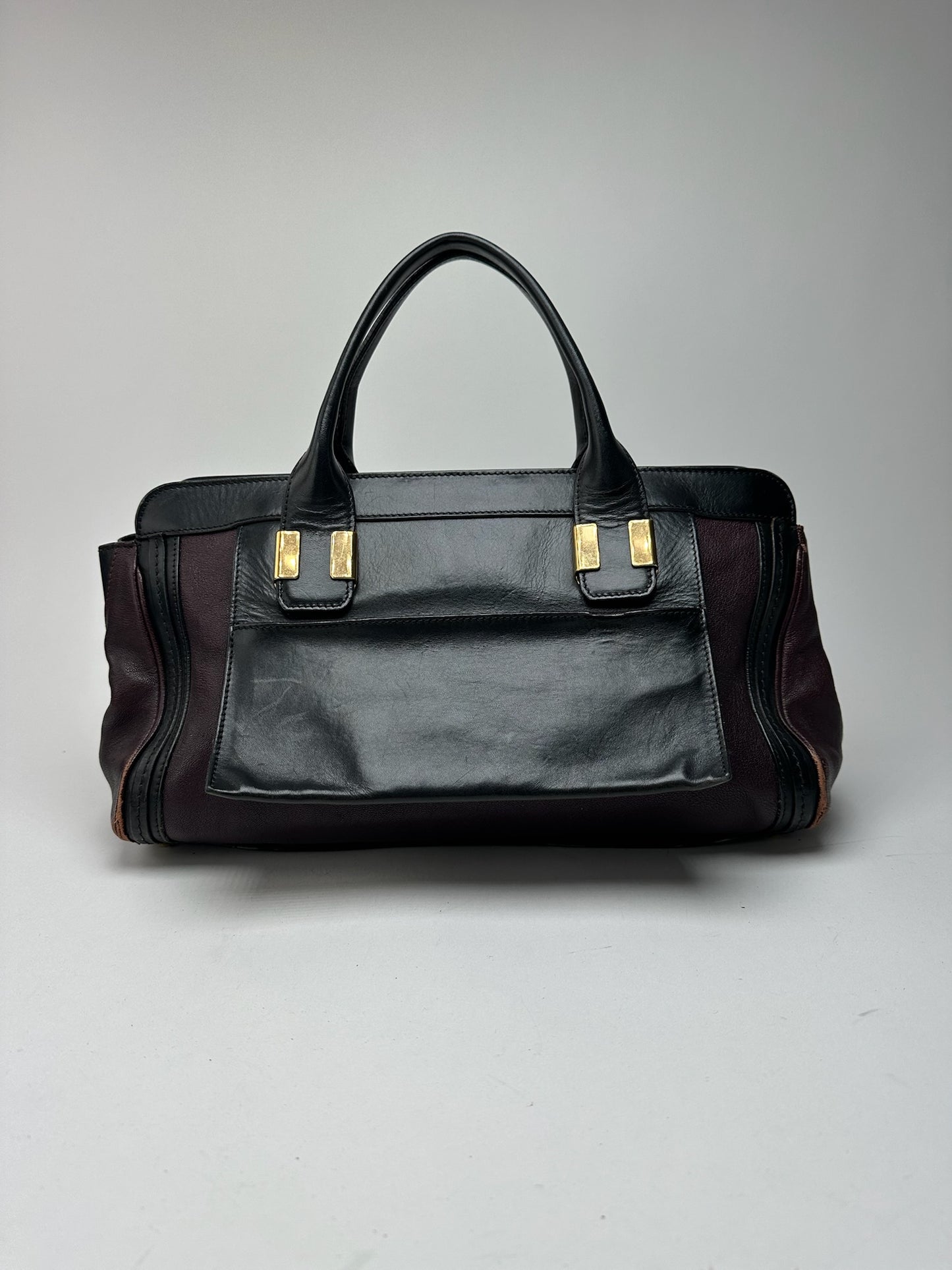 Sac vintage en cuir Chloé noir rouge